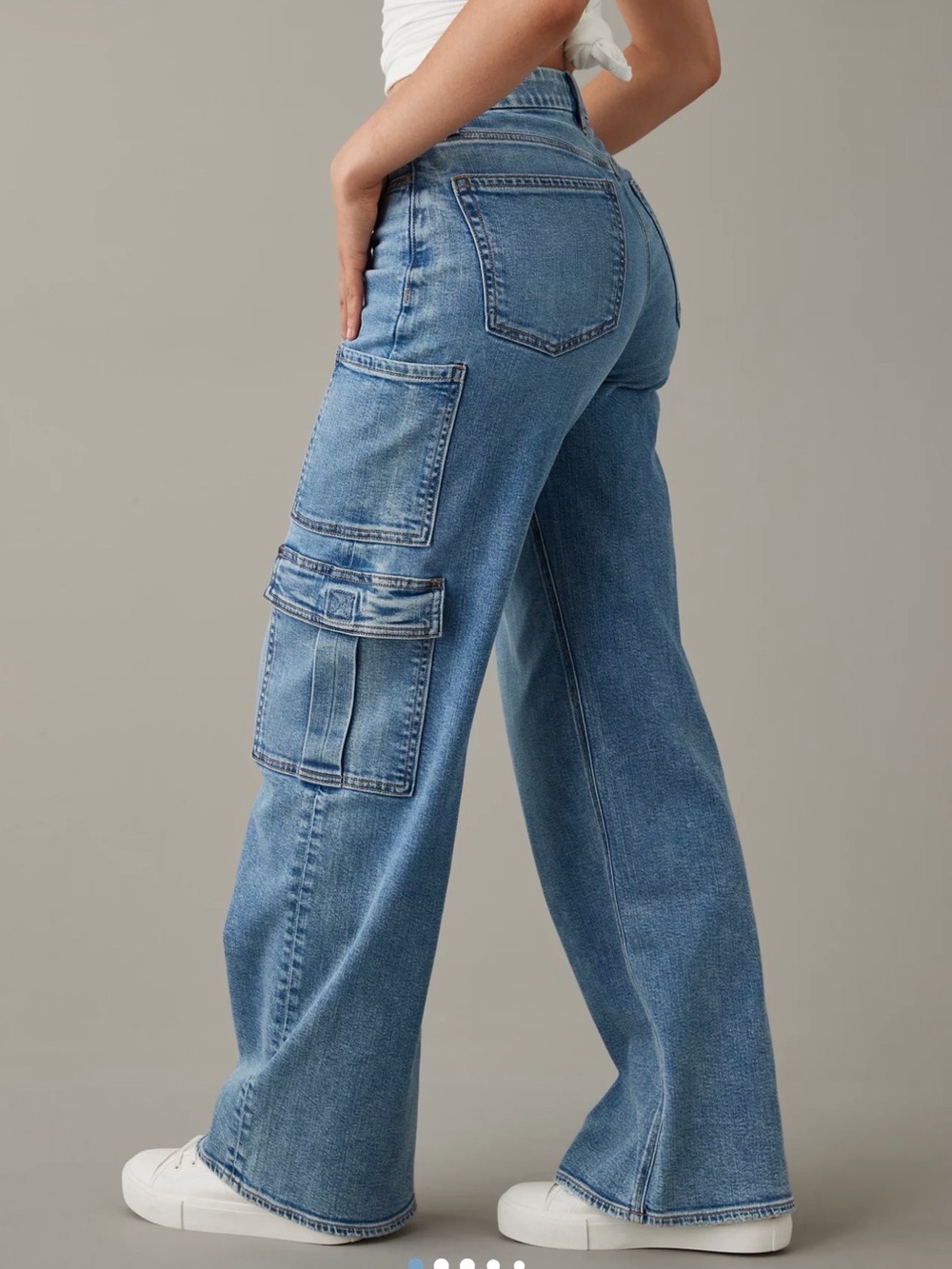 AE Curvy Super High-Waisted Baggy Wide-Leg Cargo Jean